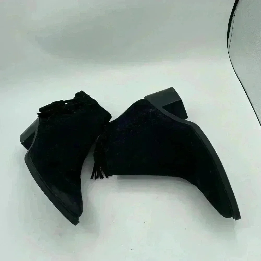Betsey Johnson Black Suede Boots With Tassels